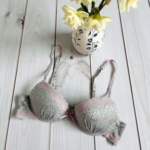 Sophie B Pink and Gray Lace Bra Intimates